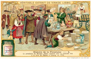 Meissen porselein verschijnt voor het eerst op de paasmarkt in Leipzig, 1710 door European School